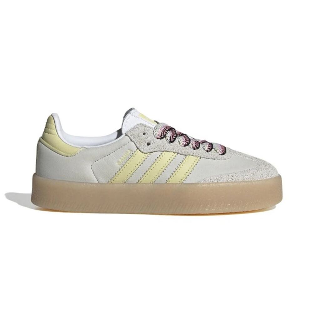 ADIDAS ORIGINALS WOMEN'S 10 SAMBAE OG SNEAKERS GREY BUTTER YELLOW JI2739 NWT - Picture 2 of 7